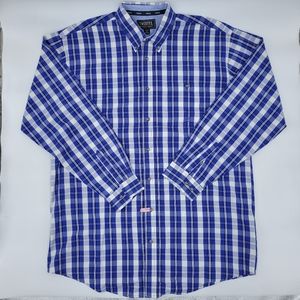 Wrangler TwentyX Men's Blue/White/Black Plaid Long Sleeve Button Down Size XLT